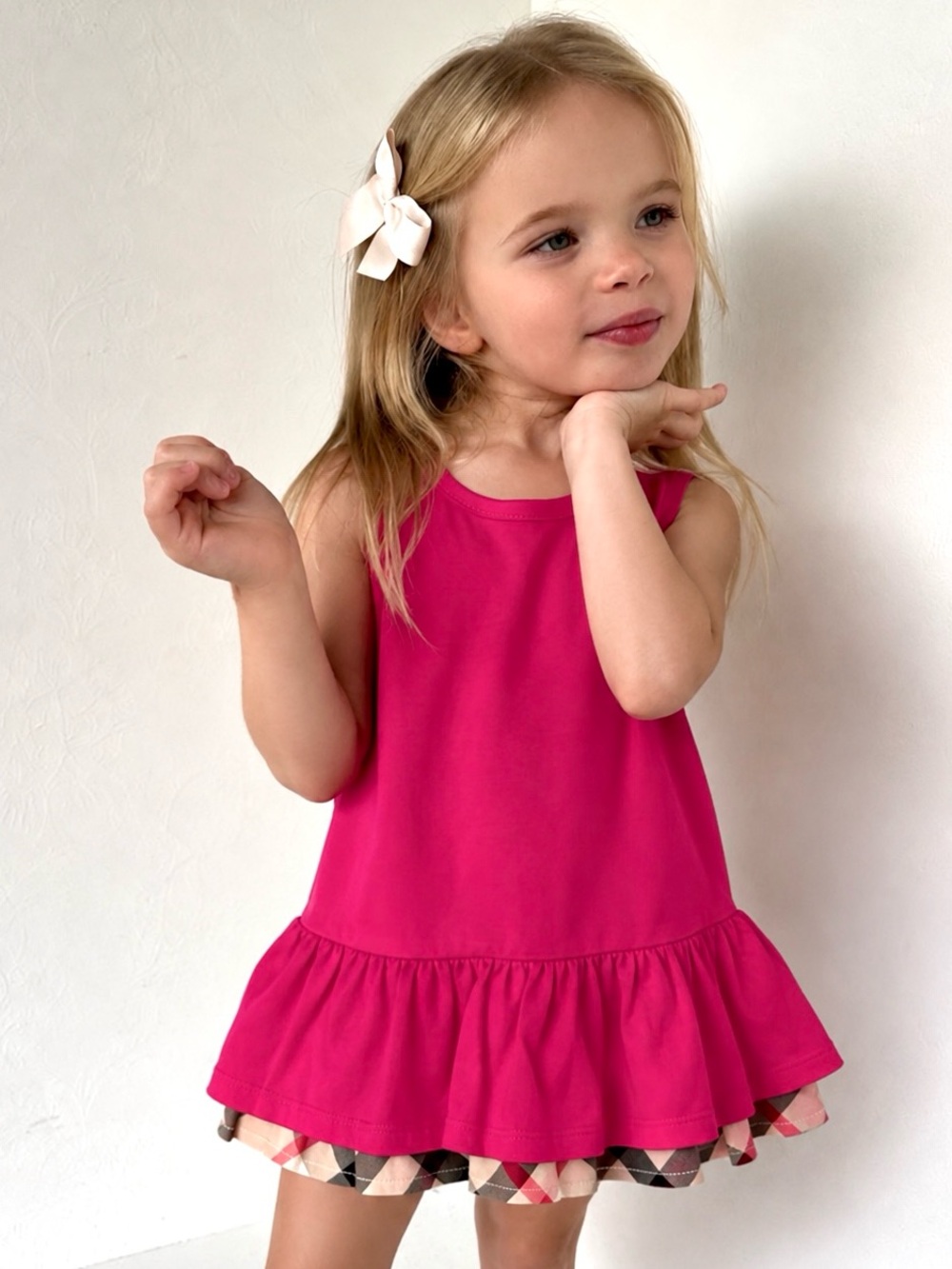 BURBERRY LONDON Nova Check Ruffle Classic Toddler Sleeveless Dress
